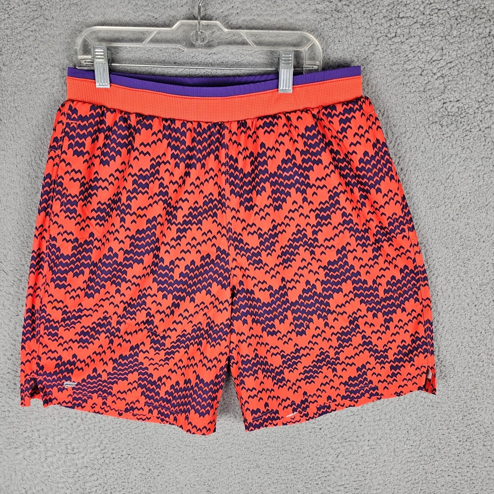 Fabletics Shorts Mens Medium Orange The One Short Lined Geometric Athletic 7in